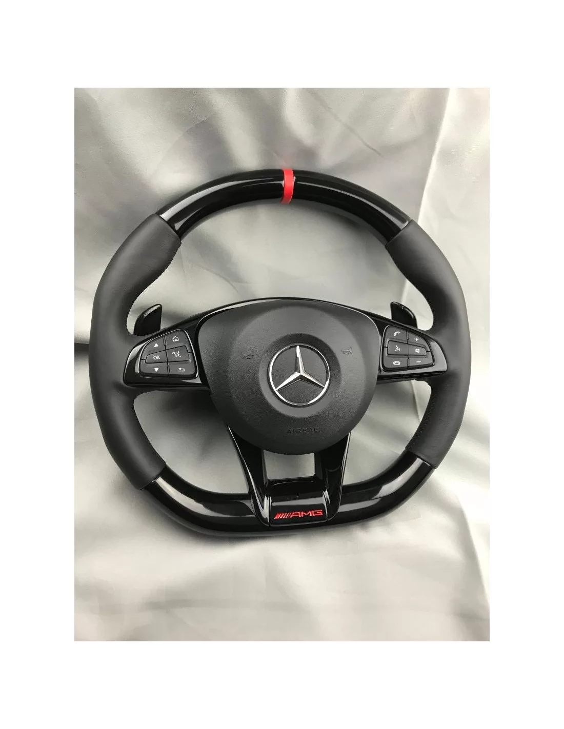  - Volante - Volante AMG Mercedes-Benz W205 Clase C Cuero Negro Piano - 4 - Actualice su Mercedes-Benz Clase C W205 con este vol