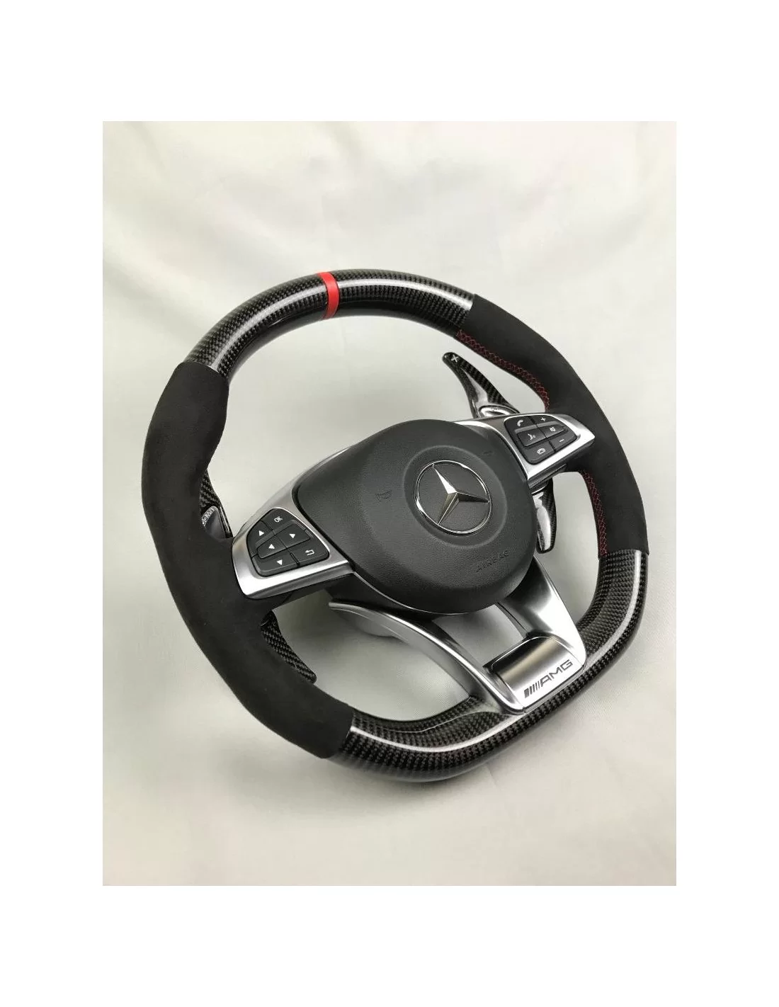  - Steering Wheels - AMG Mercedes-Benz W205 W213 C-Klass E-Klass originalratt Kolfiber Alcantara - 3 - Förvandla din Mercedes-Be
