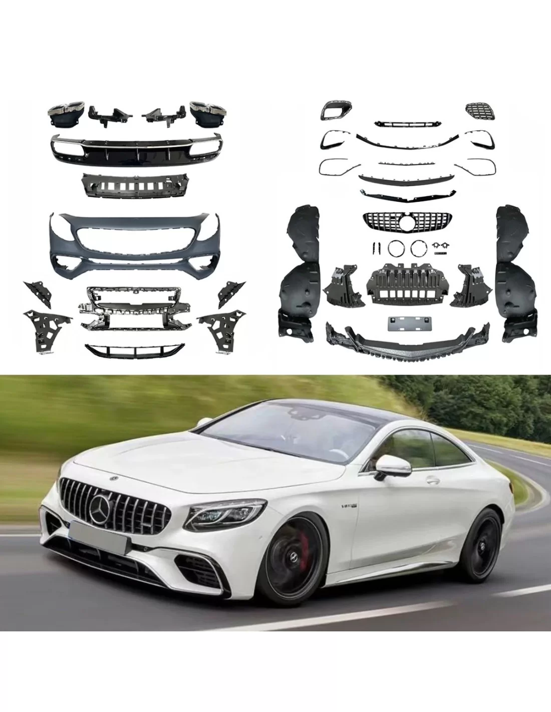  - Mercedes Benz - Karosseriebausatz für S-Coupe C217 2015-2019 Upgrade auf s63 AMG - 1 - Body Kit Set für S-Coupe C217 2015-201