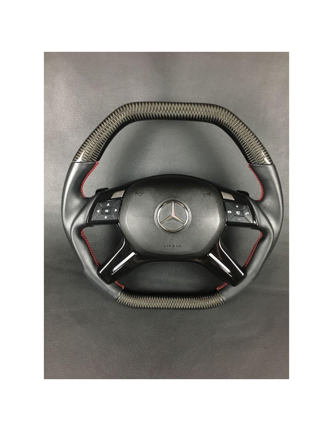  - Volante - Volante de fibra de carbono para Mercedes-Benz Mercedes-Benz Clase G Clase E ML GL W463 W166 W212 - 1 - ¡Comprar Vo