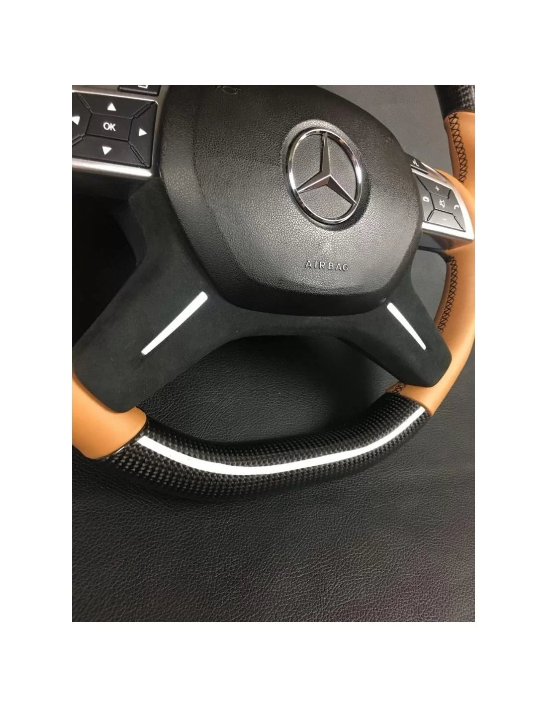  - Steering Wheels - Carbon fiber steering wheel for Mercedes-Benz G-Class E-Class GL ML W463 W166 W212 Leather - 5 - Buy Carbon