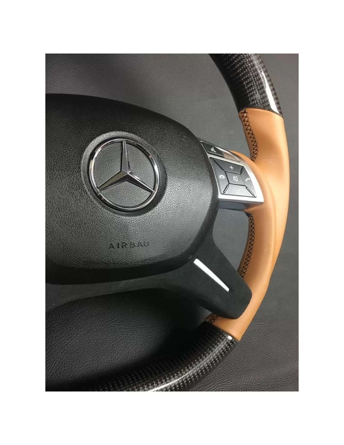 - Volante - Volante de fibra de carbono para Mercedes-Benz Clase G Clase E GL ML W463 W166 W212 Cuero - 6 - ¡Comprar Volante de