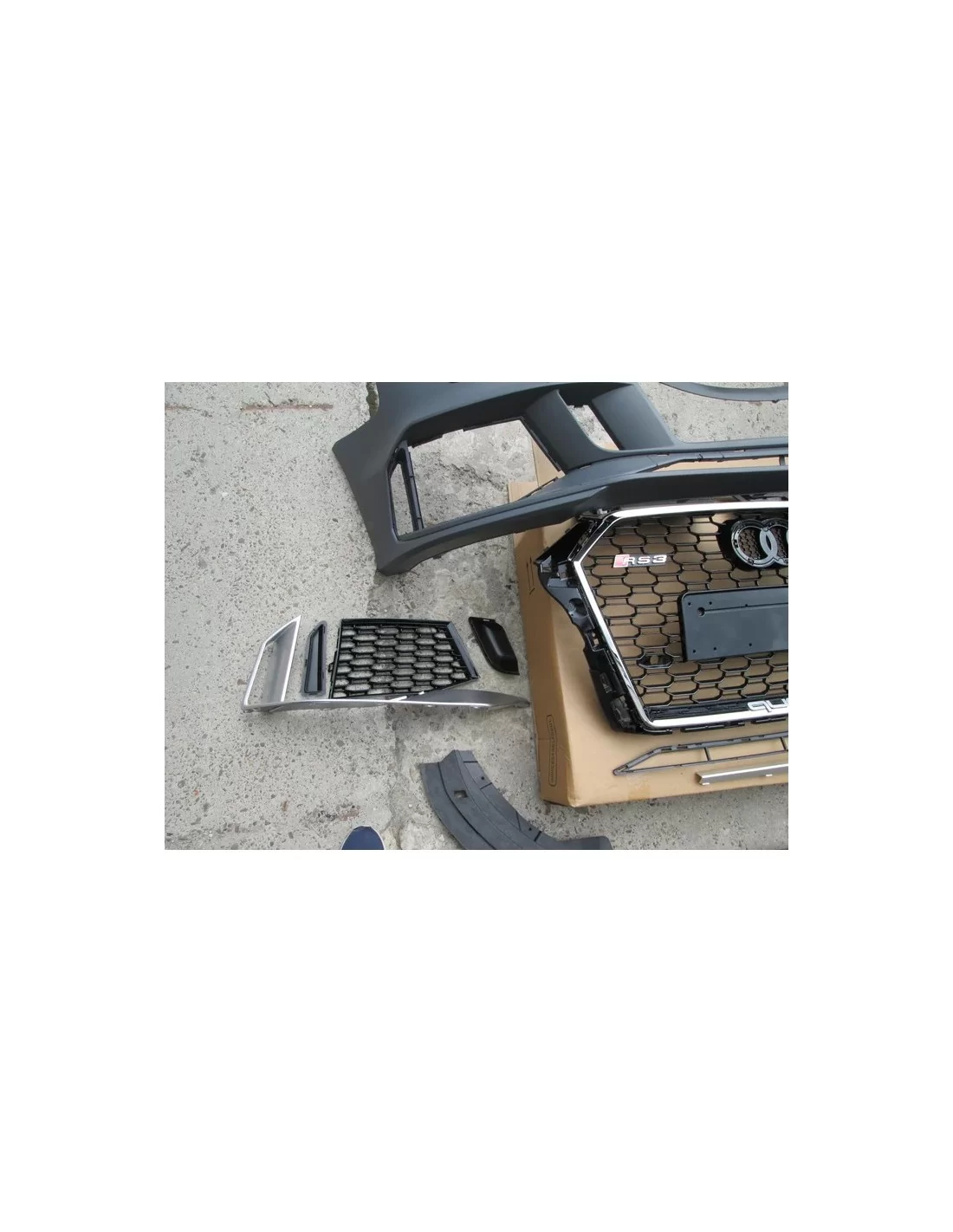  - Hem - Audi A3 2016-2020 stötfångare med grill i RS3 Black Quattro-stil - 3 - Köp Audi A3 2016-2020 Stötfångare med Grill i RS