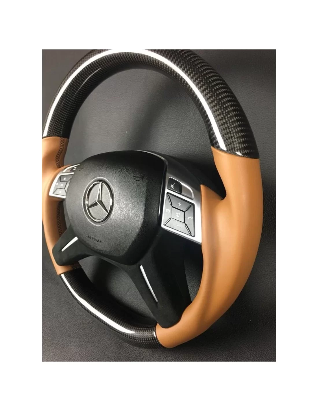  - Steering Wheels - Carbon fiber steering wheel for Mercedes-Benz G-Class E-Class GL ML W463 W166 W212 Leather - 7 - Buy Carbon