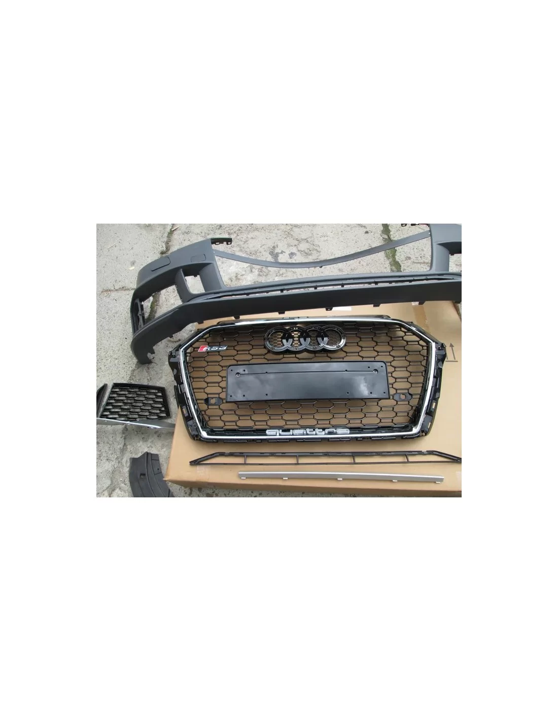  - Hem - Audi A3 2016-2020 stötfångare med grill i RS3 Black Quattro-stil - 13 - Köp Audi A3 2016-2020 Stötfångare med Grill i R