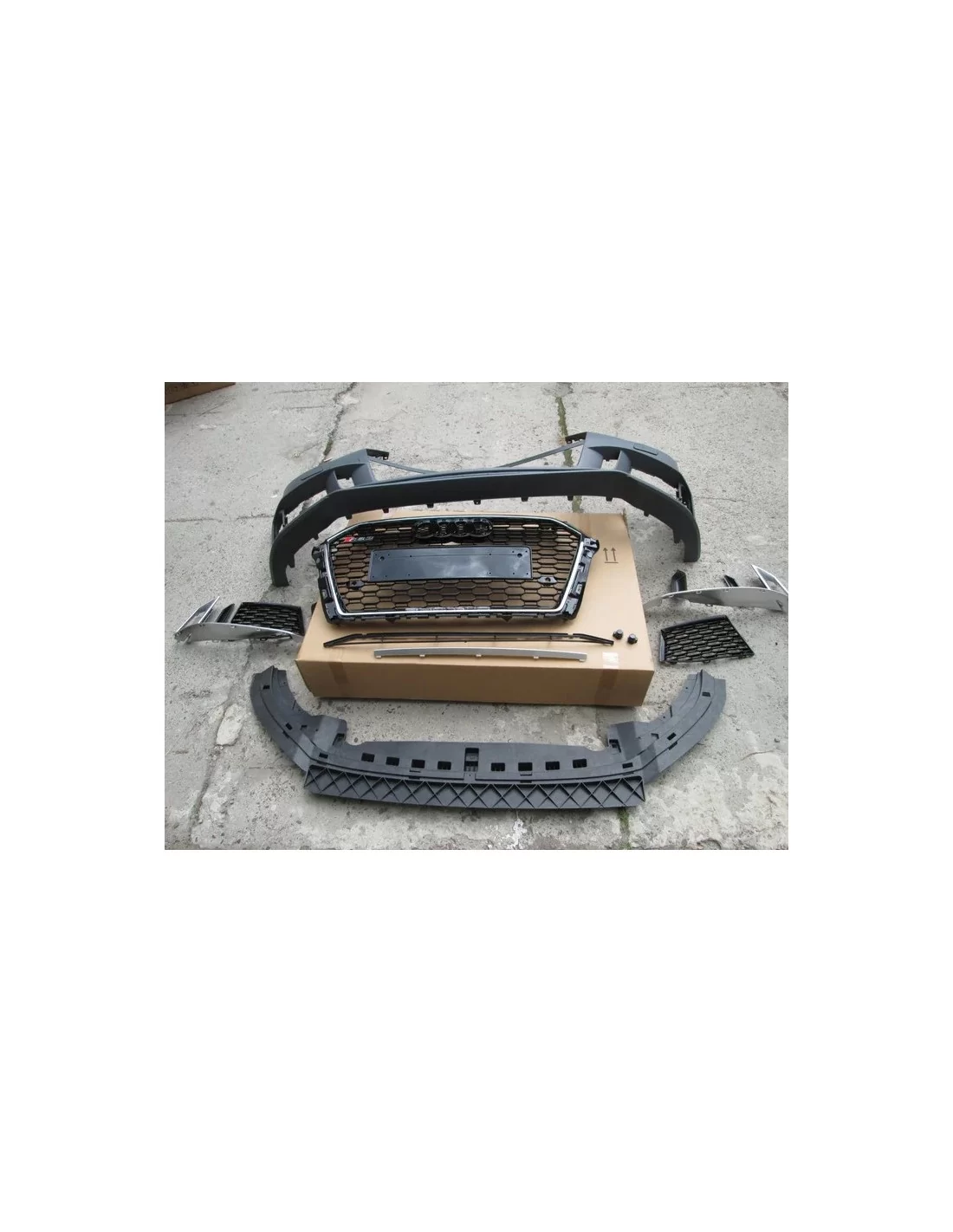  - Hem - Audi A3 2016-2020 stötfångare med grill i RS3 Black Quattro-stil - 16 - Köp Audi A3 2016-2020 Stötfångare med Grill i R