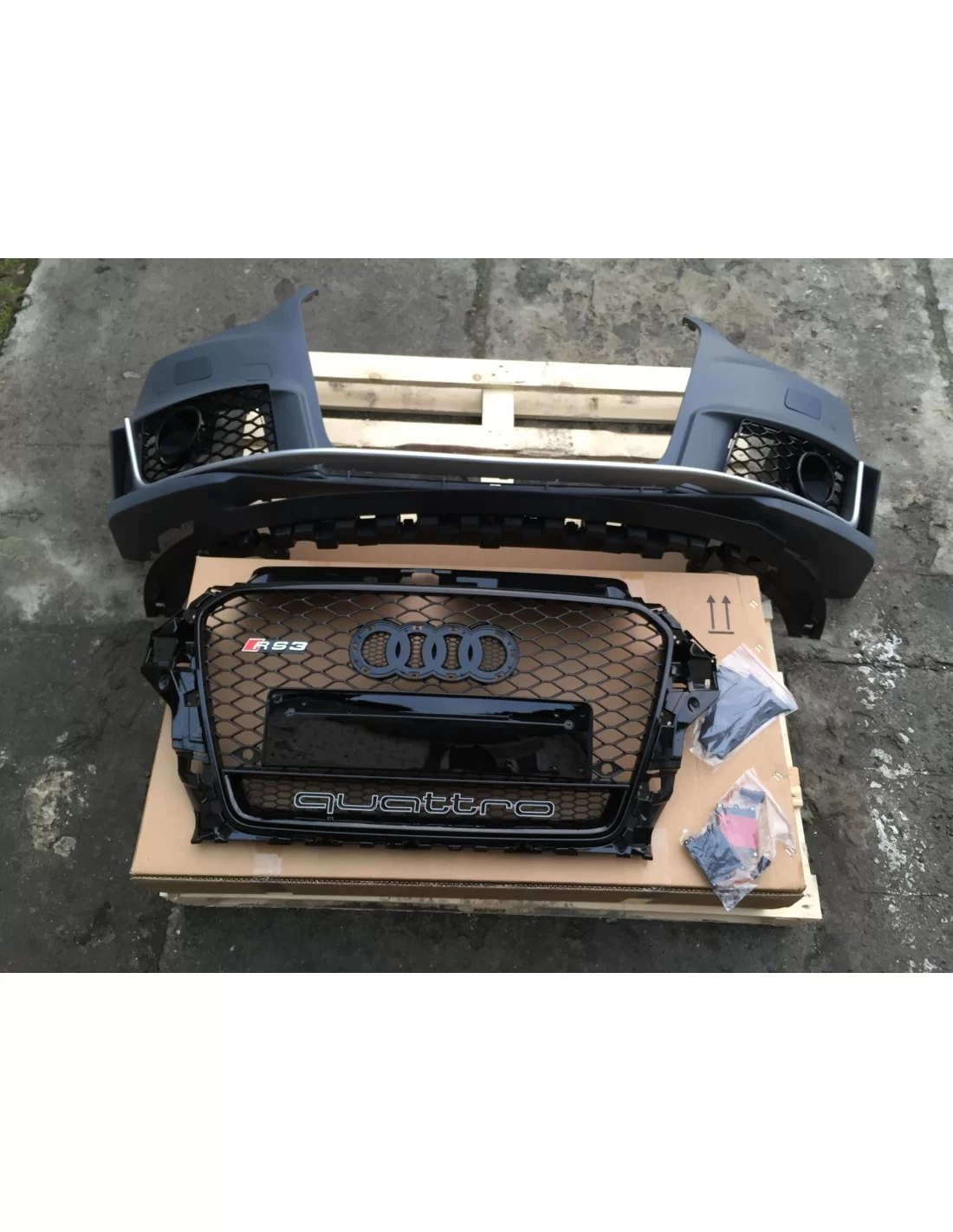 - Home - Audi A3 2012-2015 bumper with grille in RS3 Black Quattro style - 4 - Buy the Audi A3 2012-2015 Bumper with Grille in   - Home - Audi A3 2012-2015 bumper with grille in RS3 Black Quattro style - 4 - Buy the Audi A3 2012-2015 Bumper with Grille in