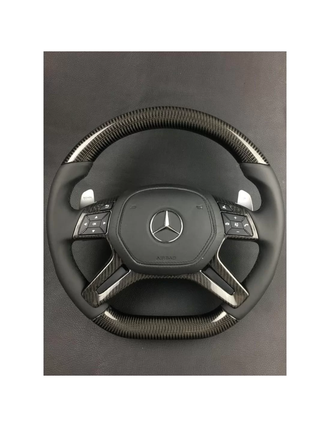  - Volante - Volante de fibra de carbono AMG para Mercedes-Benz Clase G W463 W166 W212 Clase E GL ML - 5 - ¡Comprar Volante AMG 