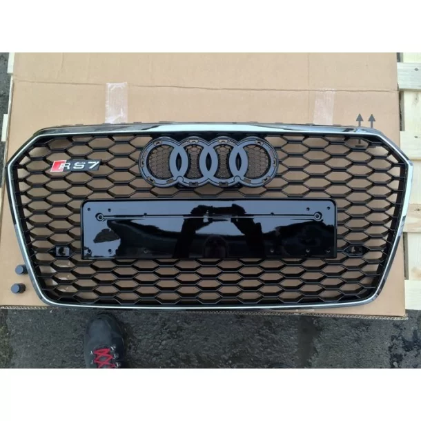  - Audi - Audi A7 2014-2017 para-choques dianteiro grade do radiador RS7 cromado olhar - 3 - Instale uma grelha de radiador de a