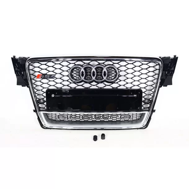 Do Audi A4 B8 2008-2012 Kratka przednia o strukturze plastra miodu w RS4 QUATTRO chromowana Audi, A4 Audi