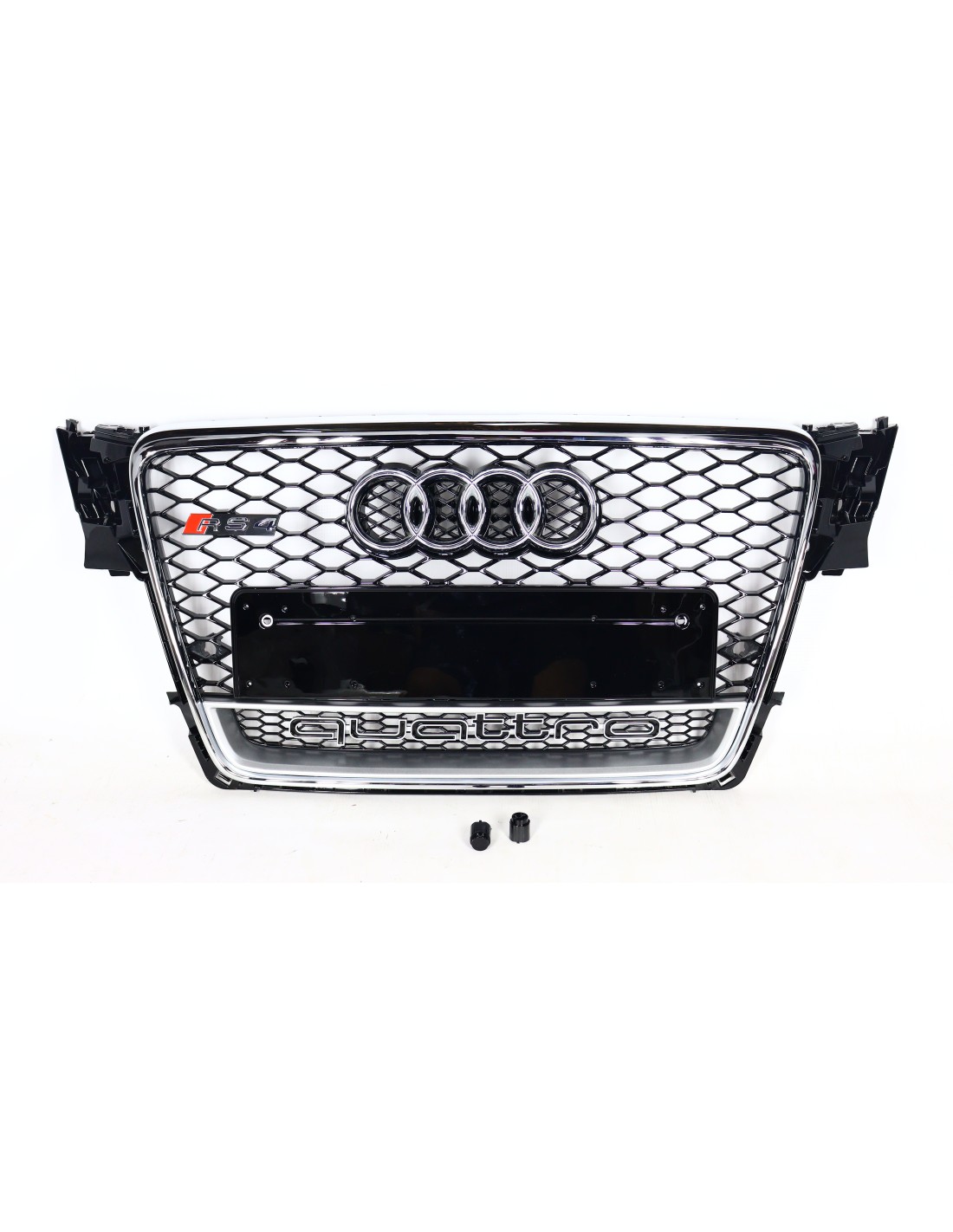 Do Audi A4 B8 2008-2012 Kratka przednia o strukturze plastra miodu w RS4 QUATTRO chromowana Audi, A4 Audi