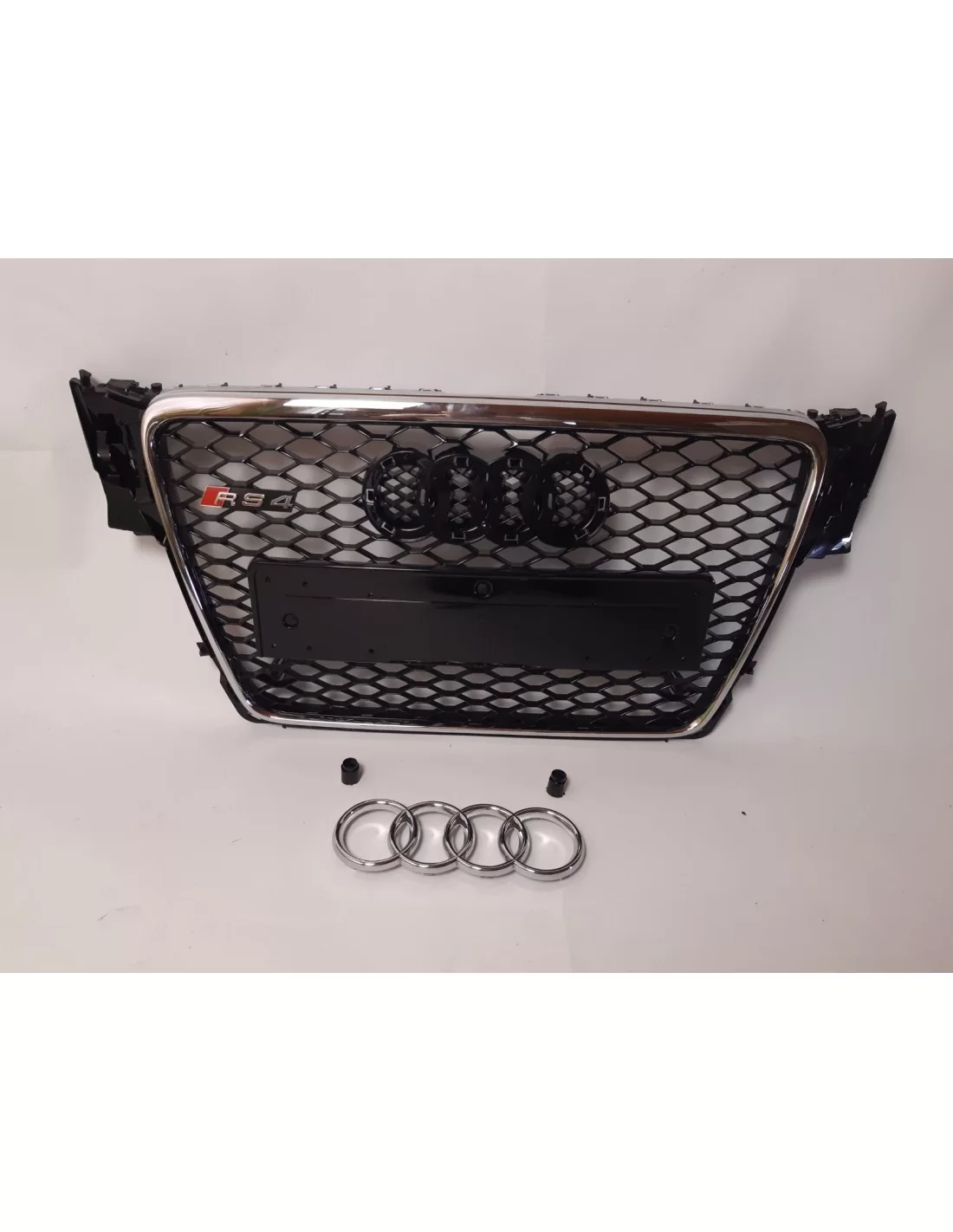 Для Audi A4 B8 2008-2012 Решітка радіатора з сотами в RS4 - хромована чорна Audi, Audi A4 2007-2011 (B8) Audi