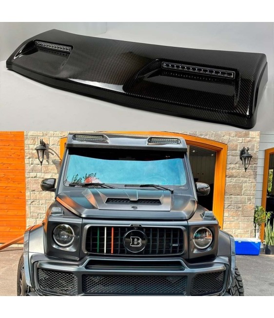 Mercedes-Benz メルセデスベンツW463A 4x4 A4638807303/008用LED付カーボンファイバフロントルーフスポイ