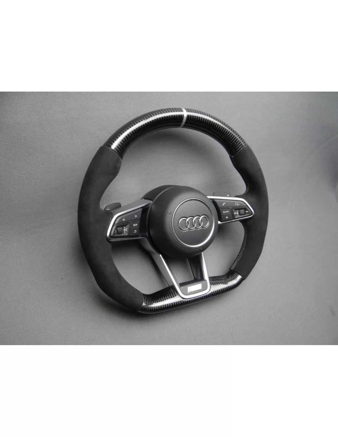  - Steering Wheels - Audi TT R8 Steering Wheel Carbon Alcantara - 2 - Shop Audi TT R8 Steering Wheel Carbon Alcantara at Tunever