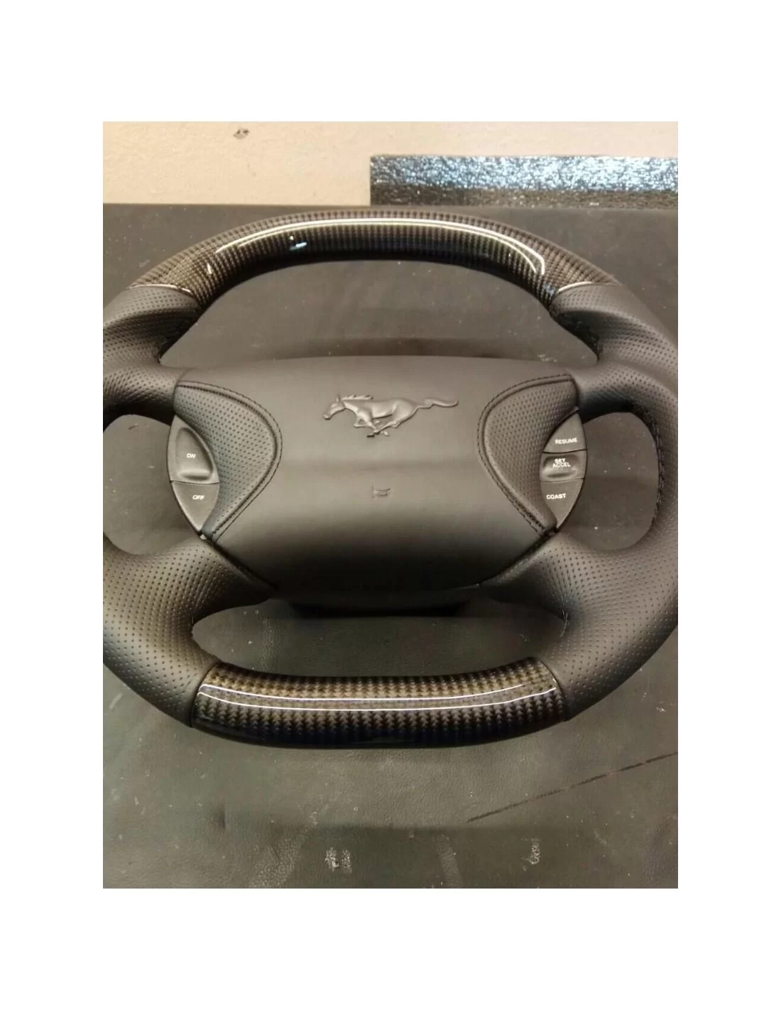 - Steering Wheels - Ford Mustang 1999-2005 Steering Wheel Carbon Leather - 2 - Upgrade your Ford Mustang (1999-2005) with our C - Steering Wheels - Ford Mustang 1999-2005 Steering Wheel Carbon Leather - 2 - Upgrade your Ford Mustang (1999-2005) with our C