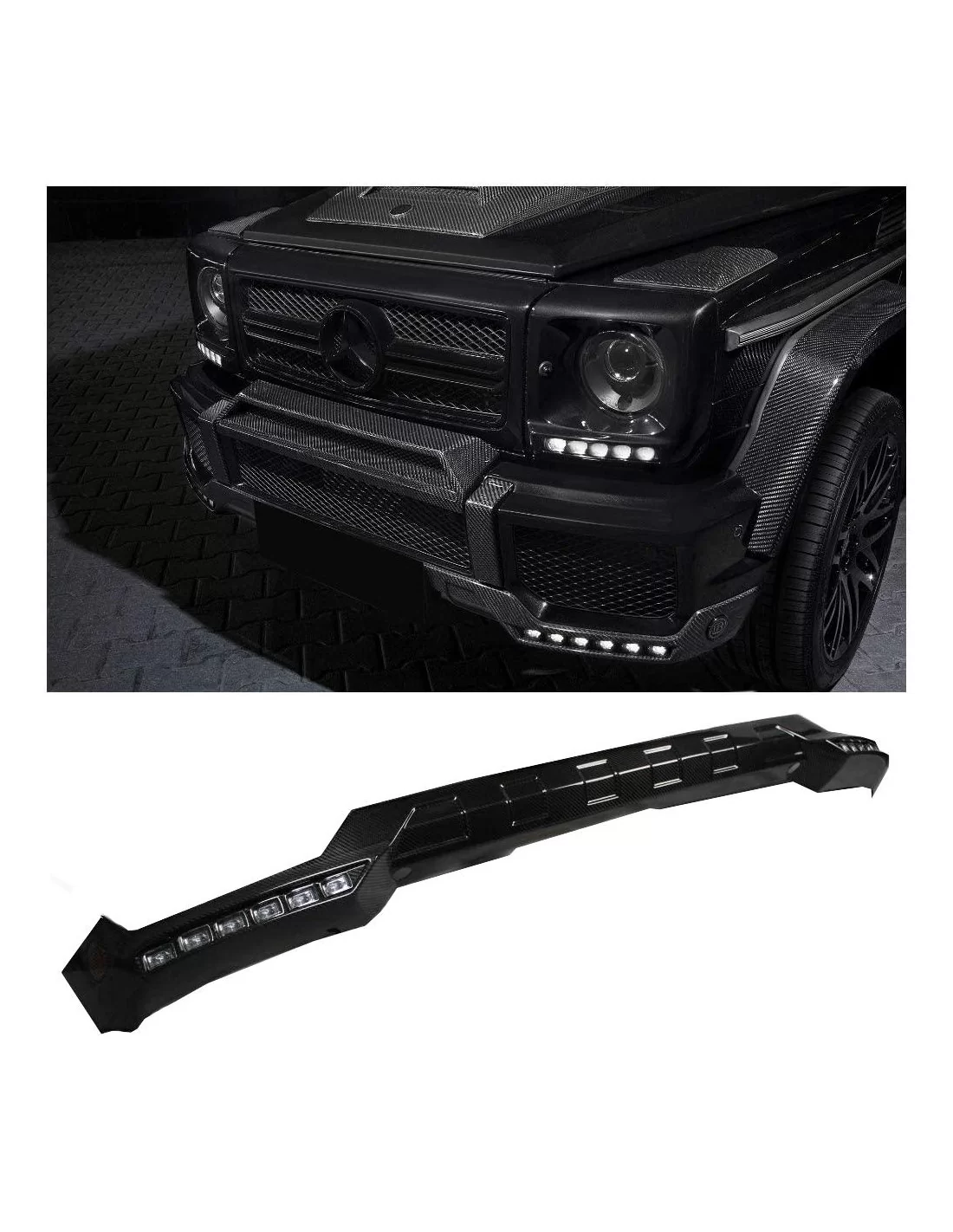 - Mercedes-Benz - Carbon fiber front AMG bumper lip spoiler with LEDs for Mercedes-Benz G-Class W463 - 1 - Upgrade your Mercede - Mercedes-Benz - Carbon fiber front AMG bumper lip spoiler with LEDs for Mercedes-Benz G-Class W463 - 1 - Upgrade your Mercede
