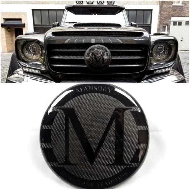  - Logos & Emblems - 用于梅赛德斯-奔驰 G 级旅行车 W463 的碳纤维 Mansory 前格栅徽章徽标 - 1 - 光滑的 Carbon Mansory 前格栅徽章徽标可提升您的梅赛德斯-奔驰 W463 的档次，完美打造精致外观！✂
