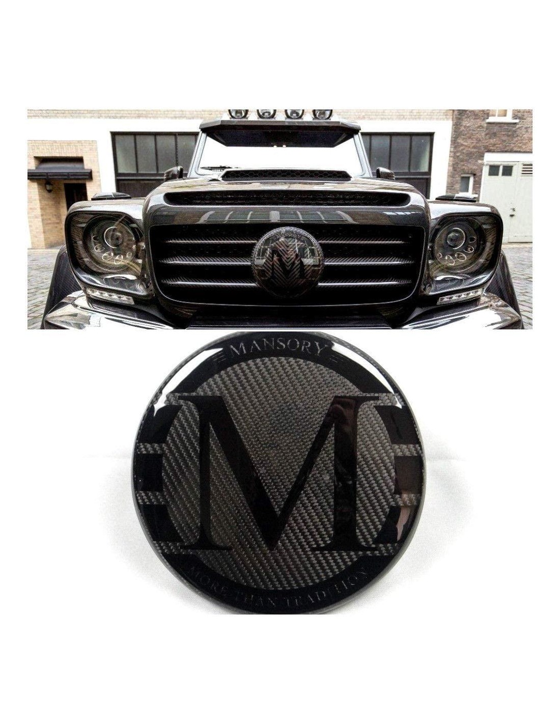  - logo & Emblems - Przedni grill z włókna węglowego Mansory z emblematem logo dla Mercedes-Benz G-Wagon G-Class W463 - 1 - Podn