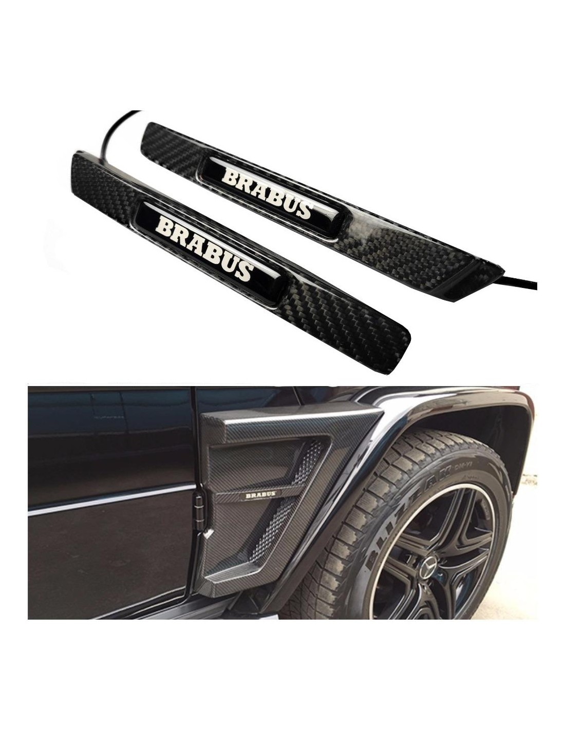 - logo & Emblems - Fibre de carbone Brabus Widestar ailes latérales éclairées Mercedes Classe G W463 - 1 - Améliorez votre Merc  - logo & Emblems - Fibre de carbone Brabus Widestar ailes latérales éclairées Mercedes Classe G W463 - 1 - Améliorez votre Merc