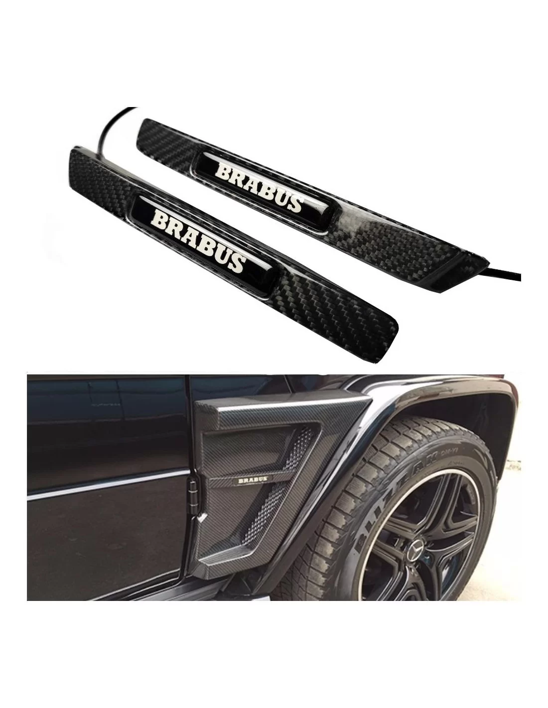 - Logos & Emblems - Carbon fiber Brabus Widestar led illuminated fenders side insertions Mercedes G-Class W463 - 1 - Enhance yo - Logos & Emblems - Carbon fiber Brabus Widestar led illuminated fenders side insertions Mercedes G-Class W463 - 1 - Enhance yo