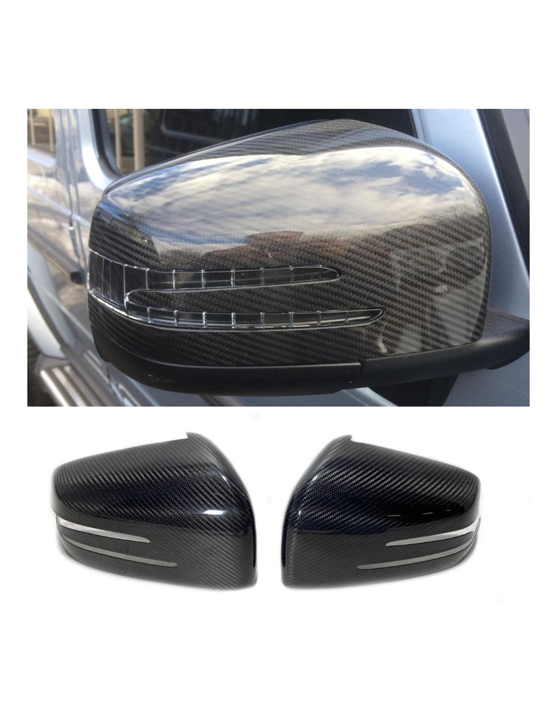 Cobertura dos Espelhos Laterais em Fibra de Carbono para Mercedes-Benz G-Wagon Classe C W463 W205 Mercedes-Benz, Mercedes-Benz G