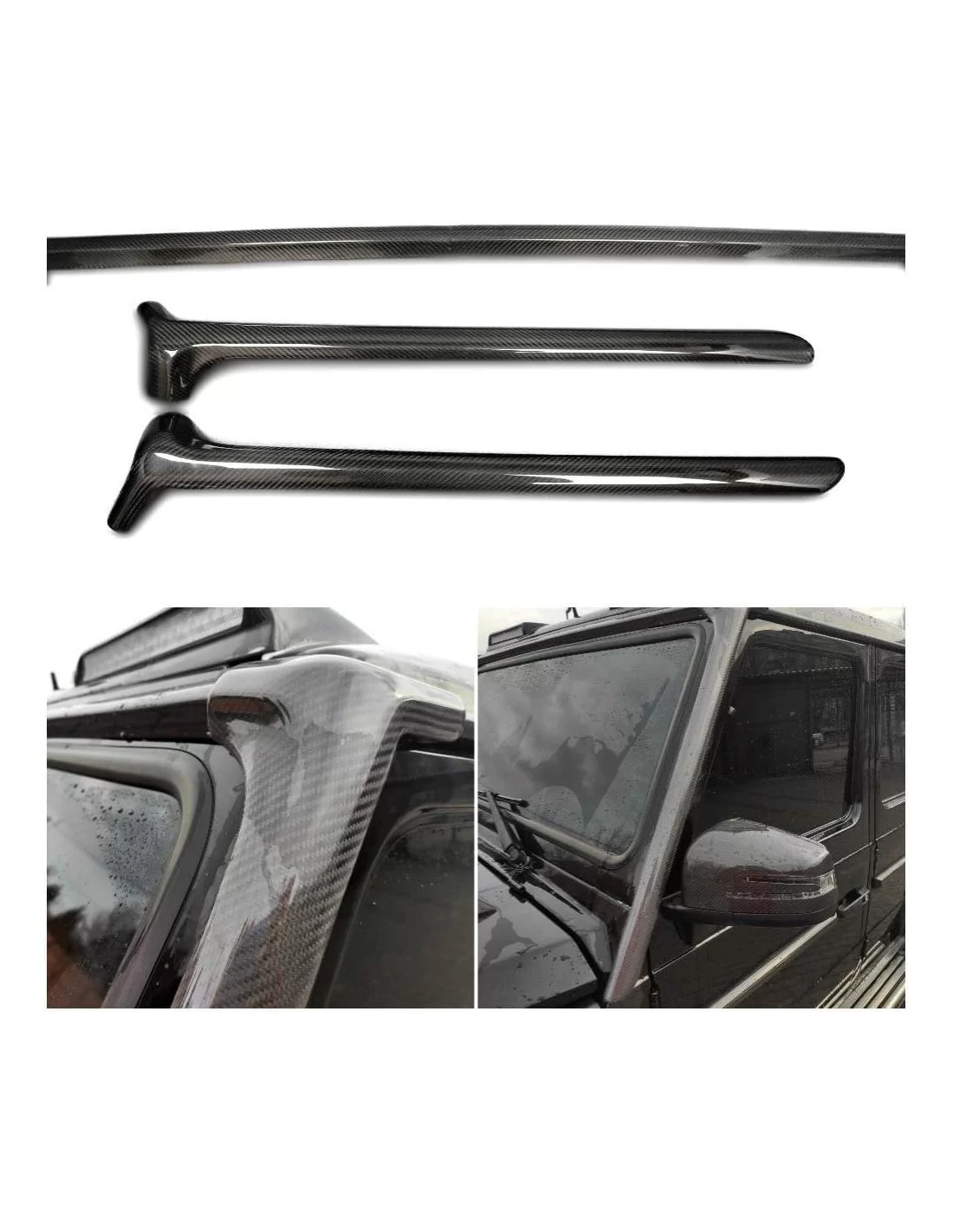 - Mercedes Benz - Telaio del finestrino anteriore in fibra di carbonio Coperture (montante A) per Mercedes-Benz Classe G W463 -  - Mercedes Benz - Telaio del finestrino anteriore in fibra di carbonio Coperture (montante A) per Mercedes-Benz Classe G W463 -