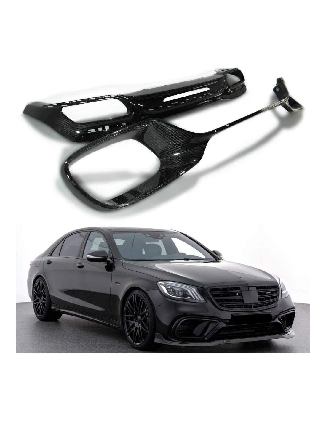 - Mercedes-Benz - Mercedes-Benz Classe S W222 Facelift Conjunto de para-choques dianteiros traseiros de carbono com difusores d  - Mercedes-Benz - Mercedes-Benz Classe S W222 Facelift Conjunto de para-choques dianteiros traseiros de carbono com difusores d