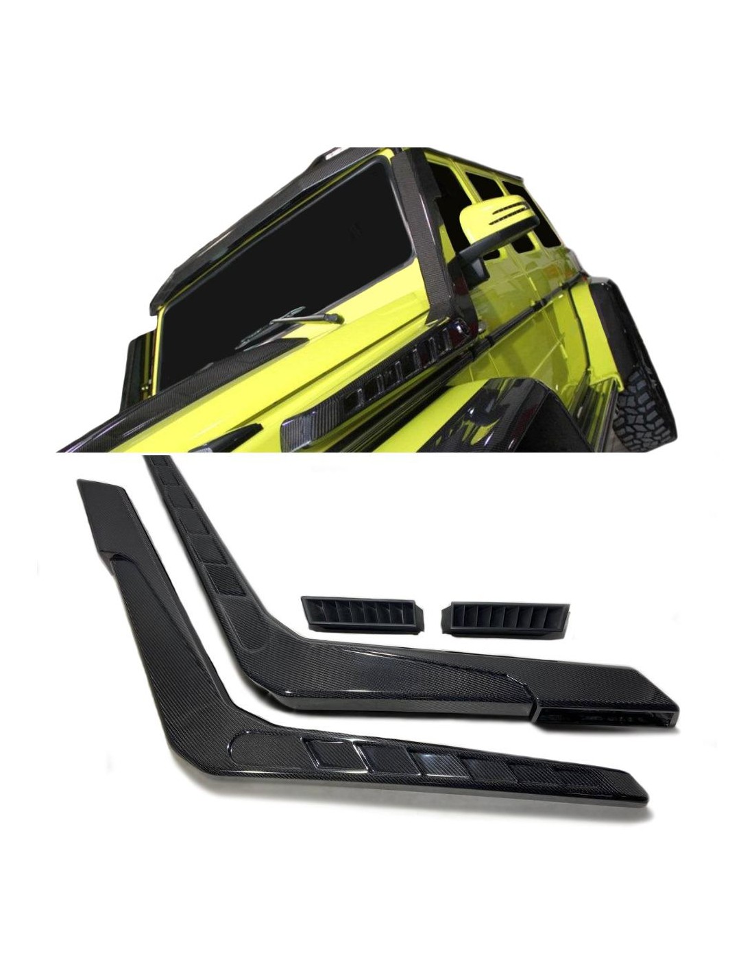 - Mercedes-Benz - Koolstofvezel luchtinlaat Brabus snorkels voor Mercedes-Benz W463 G-Wagon - 1 - Verfraai uw Mercedes-Benz W46  - Mercedes-Benz - Koolstofvezel luchtinlaat Brabus snorkels voor Mercedes-Benz W463 G-Wagon - 1 - Verfraai uw Mercedes-Benz W46