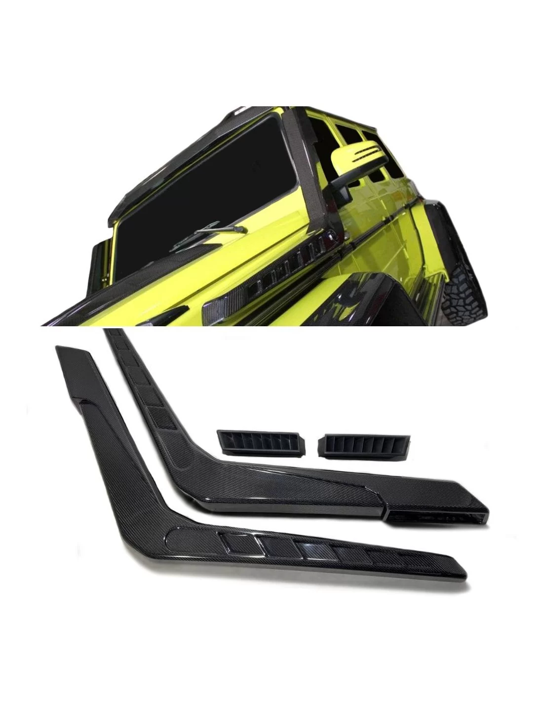 - Mercedes-Benz - Koolstofvezel luchtinlaat Brabus snorkels voor Mercedes-Benz W463 G-Wagon - 1 - Verfraai uw Mercedes-Benz W46  - Mercedes-Benz - Koolstofvezel luchtinlaat Brabus snorkels voor Mercedes-Benz W463 G-Wagon - 1 - Verfraai uw Mercedes-Benz W46