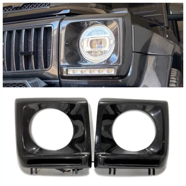  - Mercedes Benz - Coprifari anteriori in fibra di carbonio Set di 2 pezzi per Mercedes-Benz W463 G-Wagon - 1 - Valorizzate la v