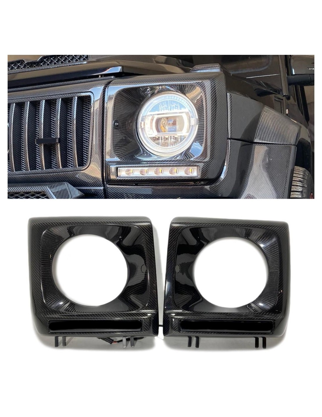  - Mercedes-Benz - Koplampkap 2 st. uit koolstofvezel voor Mercedes-Benz W463 G-Wagon - 1 - Verfraai je Mercedes-Benz W463 met d