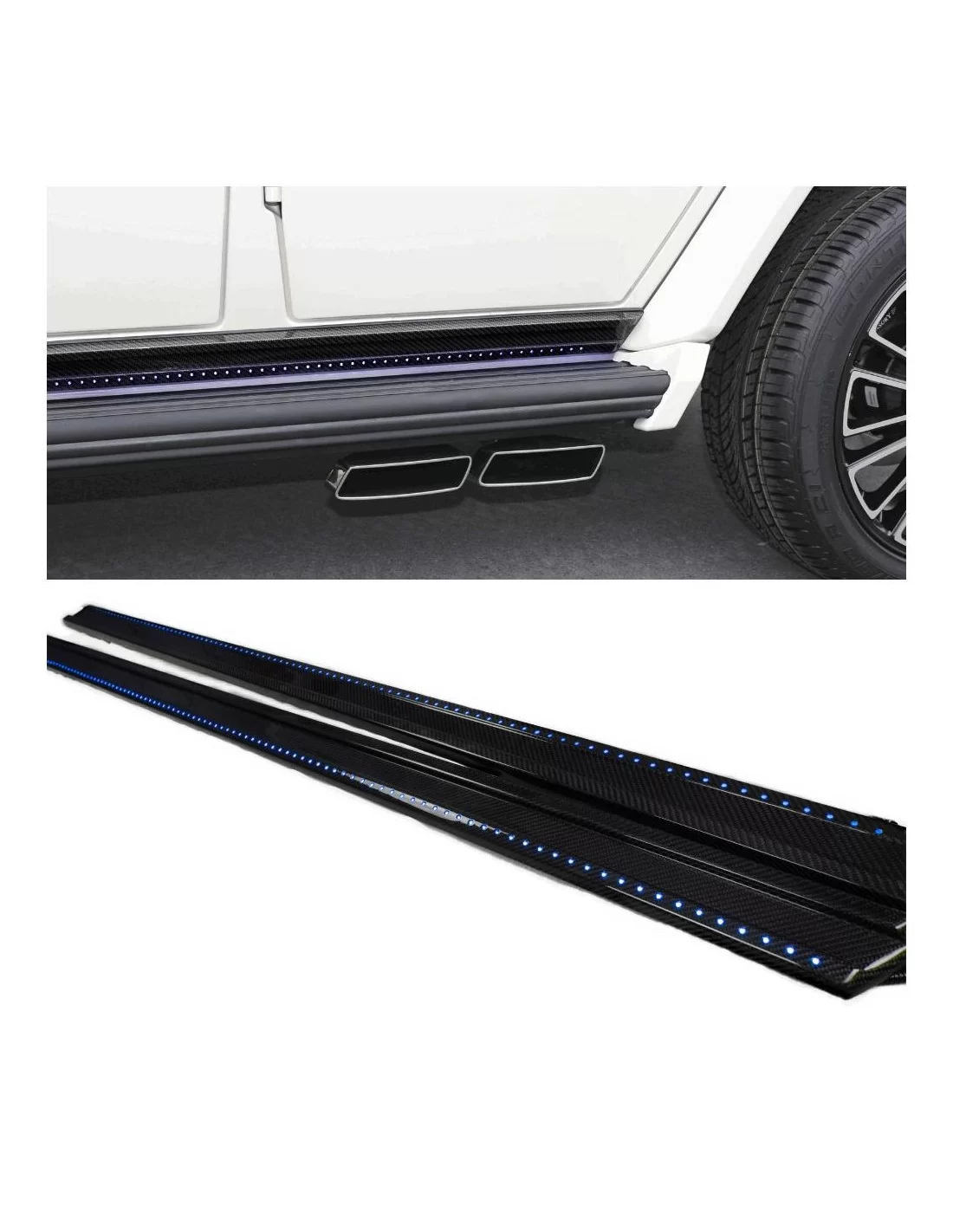 - Mercedes Benz - Modanature d'ingresso inferiori Mansory in fibra di carbonio con luci a LED per Mercedes-Benz Classe G W463 -  - Mercedes Benz - Modanature d'ingresso inferiori Mansory in fibra di carbonio con luci a LED per Mercedes-Benz Classe G W463 -