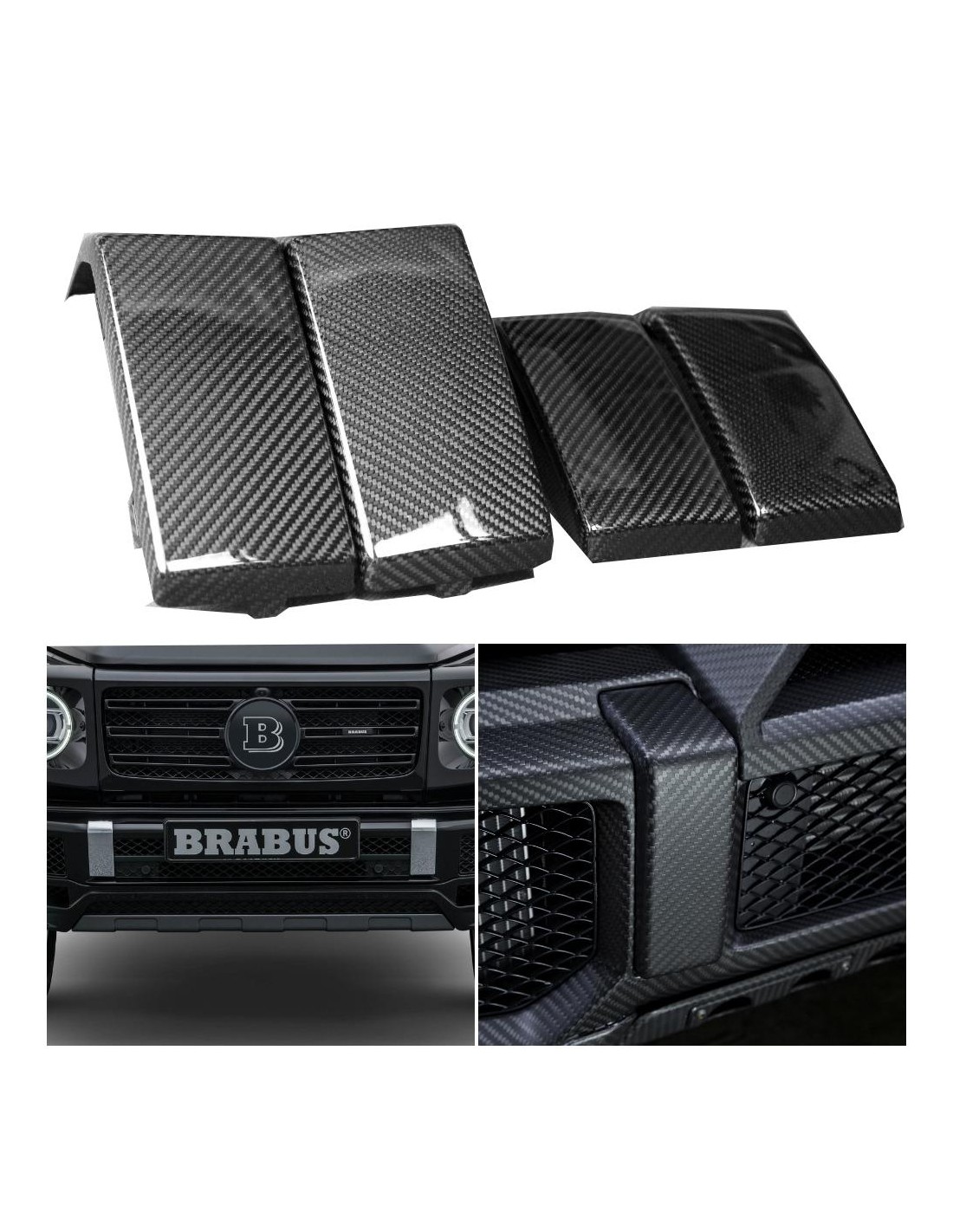 Сarbon fiber voor-en achterbumpers beugels fangs covers set 4 stuks voor Mercedes G-Wagon W463A W464 Mercedes-Benz, Mercedes-Ben