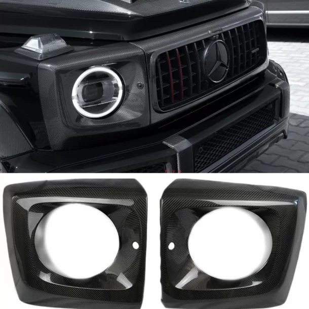 - Mercedes-Benz - Voorste koplampkap van koolstofvezel voor Mercedes-Benz W463A G-Klasse - 1 - Koop koplampbeschermers van kool