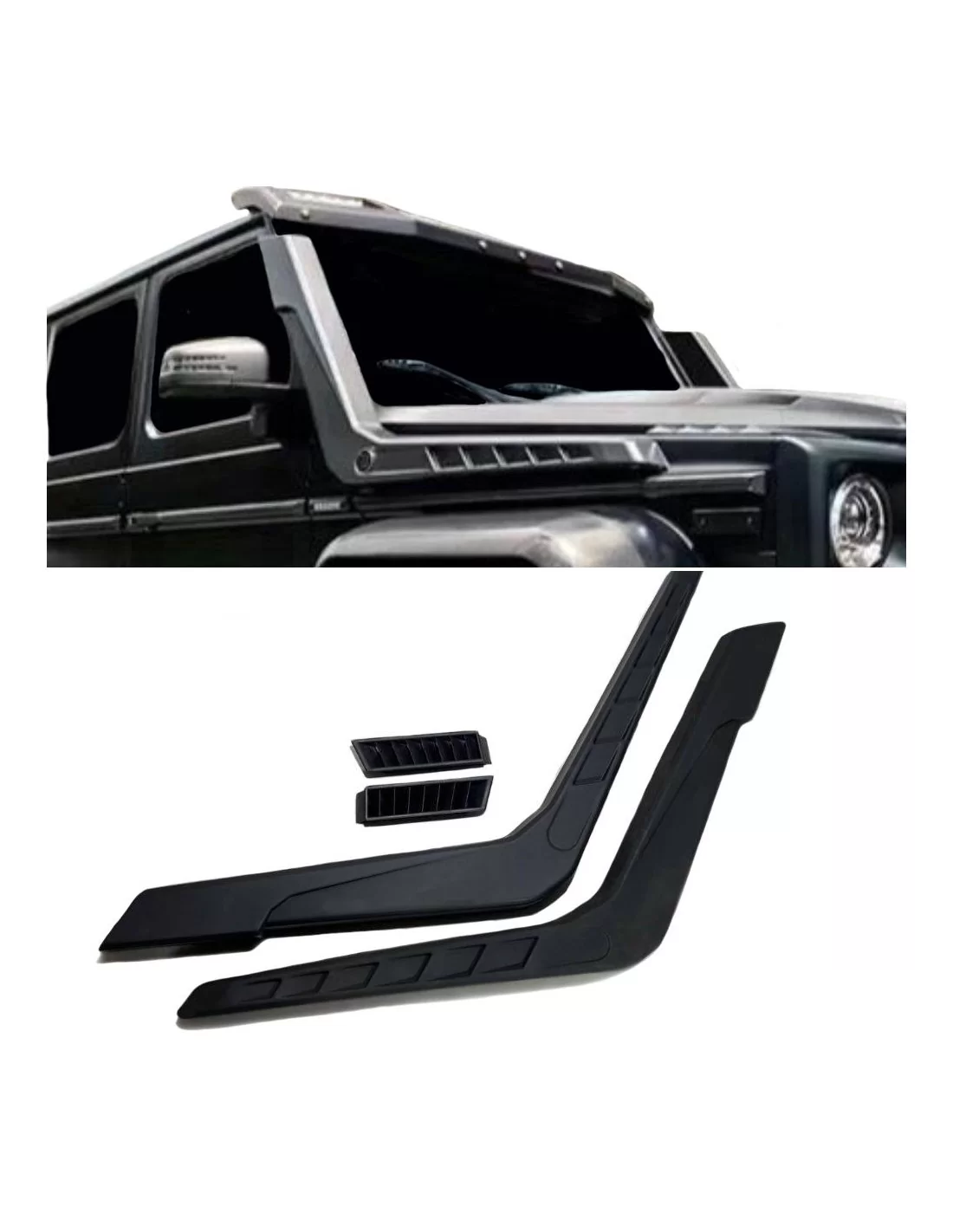  - Mercedes-Benz - 用于梅赛德斯-奔驰 W463 G-旅行车的玻璃纤维侧进气口 Brabus snorkels - 1 - 使用高质量的玻璃纤维 Brabus 侧进气隔板来提升您的梅赛德斯-奔驰 W463 的性能，该隔板专为改善气流和性能