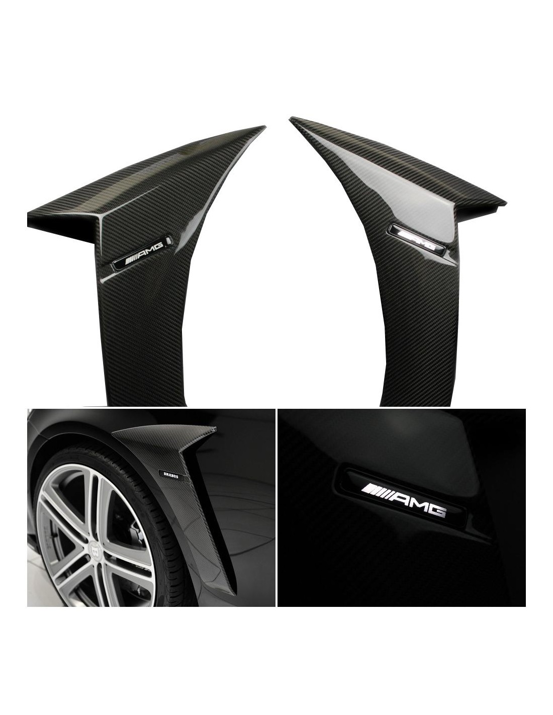  - Mercedes-Benz - Mercedes W222 S63 S65 koolstofvezel side fangs Brabus stijl Rocket trim 2 stuks set - 1 - Koop Mercedes W222 