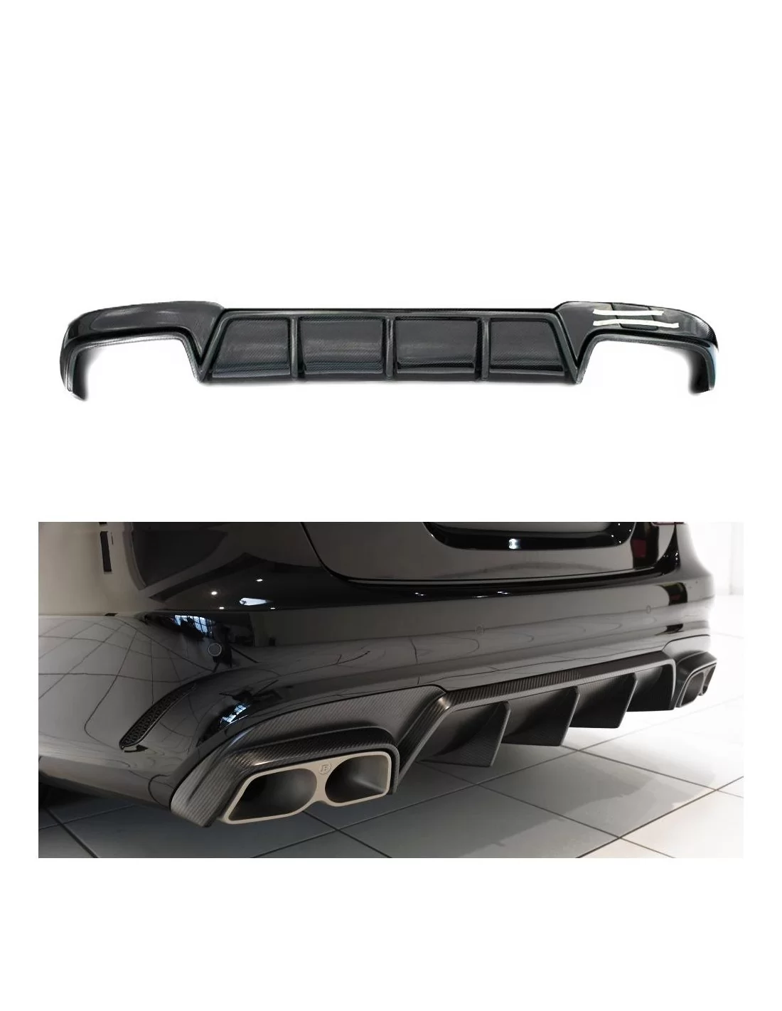  - Mercedes-Benz - Difusor Traseiro em Carbono Mercedes-Benz W212 - 1 - Eleve a estética do seu Mercedes W212 com este difusor t