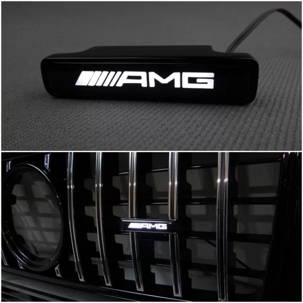  - Logos & Emblems - 用于梅赛德斯-奔驰汽车的 AMG 风格白色前格栅徽标（发光徽标 - 1 - 在 Tuneverse 购买适用于梅赛德斯的 AMG Style 白色前格栅徽章 LED 发光徽标！用这个引人注目的配件提升您爱车的外观！