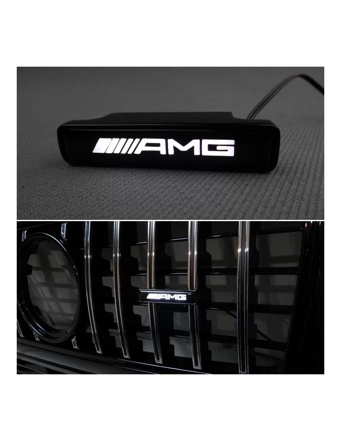  - Logos & Emblems - AMG 様式白い前部グリルのバッジはベンツ車のための照らされたロゴを導きました - 1 - Logos & Emblems AMG 様式白い前部グリルのバッジはベンツ車のための照らされたロゴを導きました