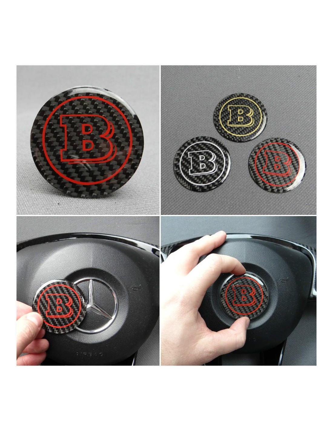  - Volante - Insignia de la tapa de carbono del volante Mercedes-Benz - 1 - Compre la elegante insignia de carbono para el volan