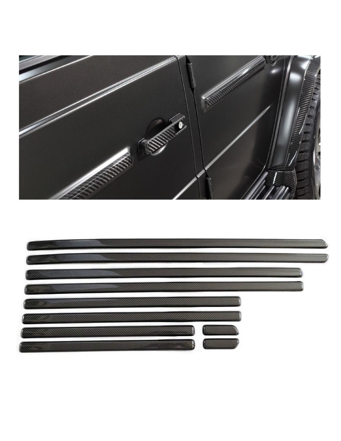- Mercedes-Benz - Carbon fiber side mouldings for Mercedes-Benz G-Class G-Wagon W463A set 10 pcs - 1 - Enhance your Mercedes-Be  - Mercedes-Benz - Carbon fiber side mouldings for Mercedes-Benz G-Class G-Wagon W463A set 10 pcs - 1 - Enhance your Mercedes-Be