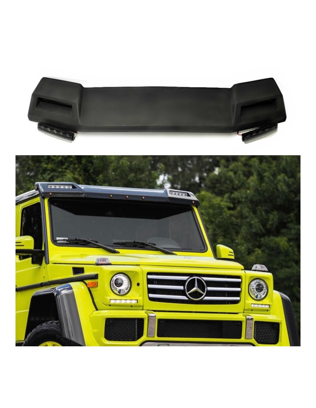  - Mercedes-Benz - 用于梅赛德斯-奔驰 W463 G 系列 4x4 6x6 的玻璃纤维前 AMG Brabus 车顶扰流板 - 1 - 玻璃纤维 Brabus 前 AMG 车顶扰流板可提升您的奔驰 W463 车型的档次。完美适用于 4x4