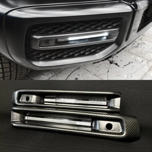 - Mercedes-Benz - Carbon fiber front AMG bumper fog light covers with LED for Mercedes-Benz G-Class W463A - 1 - Enhance your Me - Mercedes-Benz - Carbon fiber front AMG bumper fog light covers with LED for Mercedes-Benz G-Class W463A - 1 - Enhance your Me