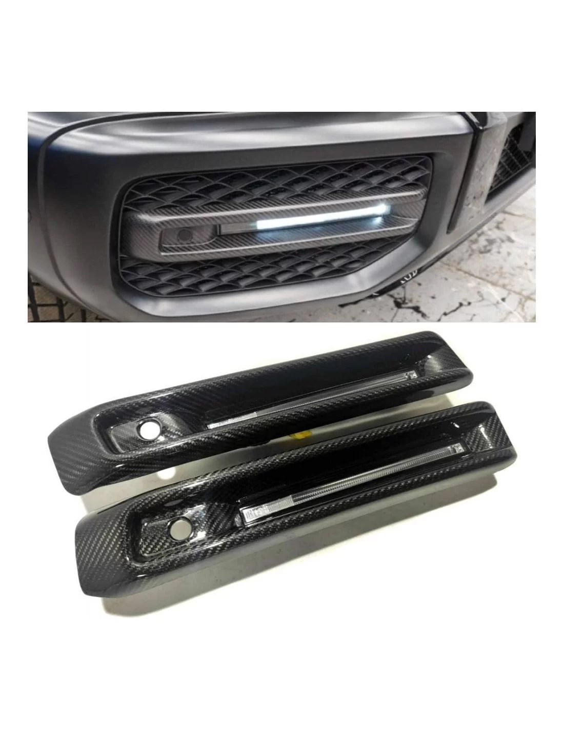  - Mercedes-Benz - Kolfiber främre AMG-stötfångare dimljusskydd med LED för Mercedes-Benz G-klass W463A - 8 - Förbättra din Merc