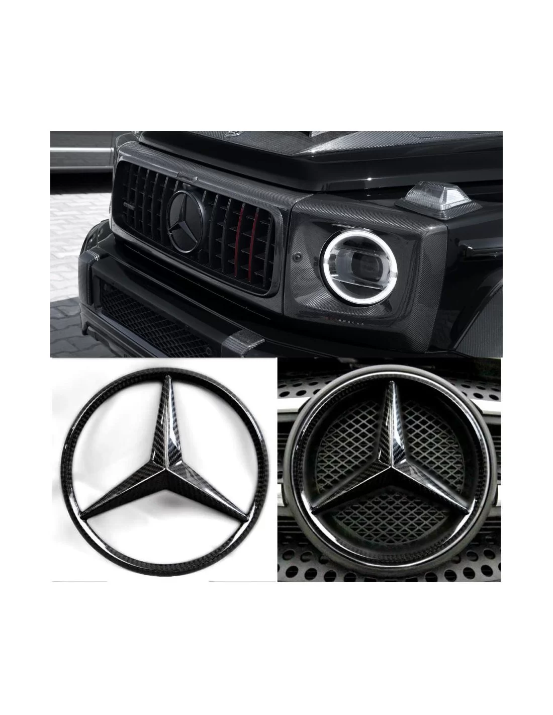 - Logos & Emblems - Emblemas da estrela da grelha frontal em fibra de carbono para Mercedes-Benz W463a W464 G-Class G-Wagon - 1  - Logos & Emblems - Emblemas da estrela da grelha frontal em fibra de carbono para Mercedes-Benz W463a W464 G-Class G-Wagon - 1