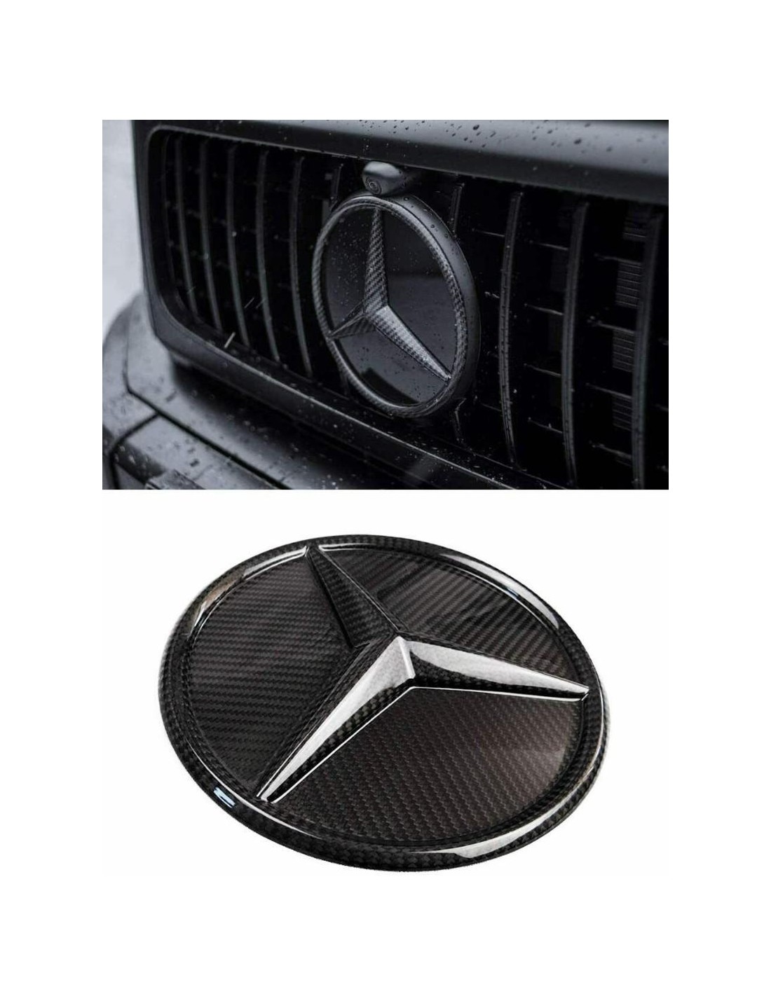  - Logos & Emblems - Voorgrille ster stevig embleem van koolstofvezel voor Mercedes-Benz W463a W464 G-Klasse G-Wagen - 1 - Koop 
