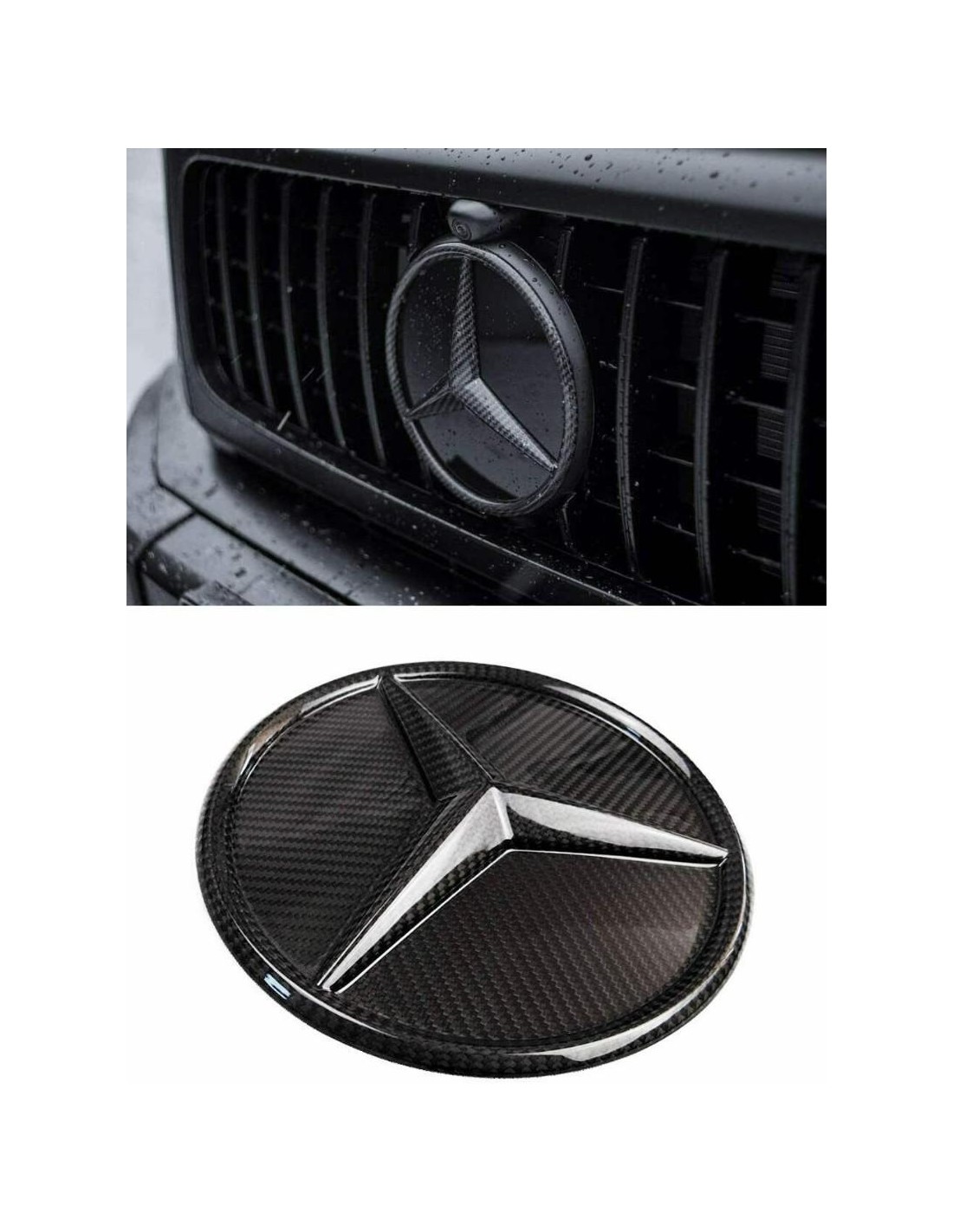 - Logos & Emblems - Grelha frontal em fibra de carbono estilo estrela emblema sólido logotipo para Mercedes-Benz W463 G-Class G  - Logos & Emblems - Grelha frontal em fibra de carbono estilo estrela emblema sólido logotipo para Mercedes-Benz W463 G-Class G