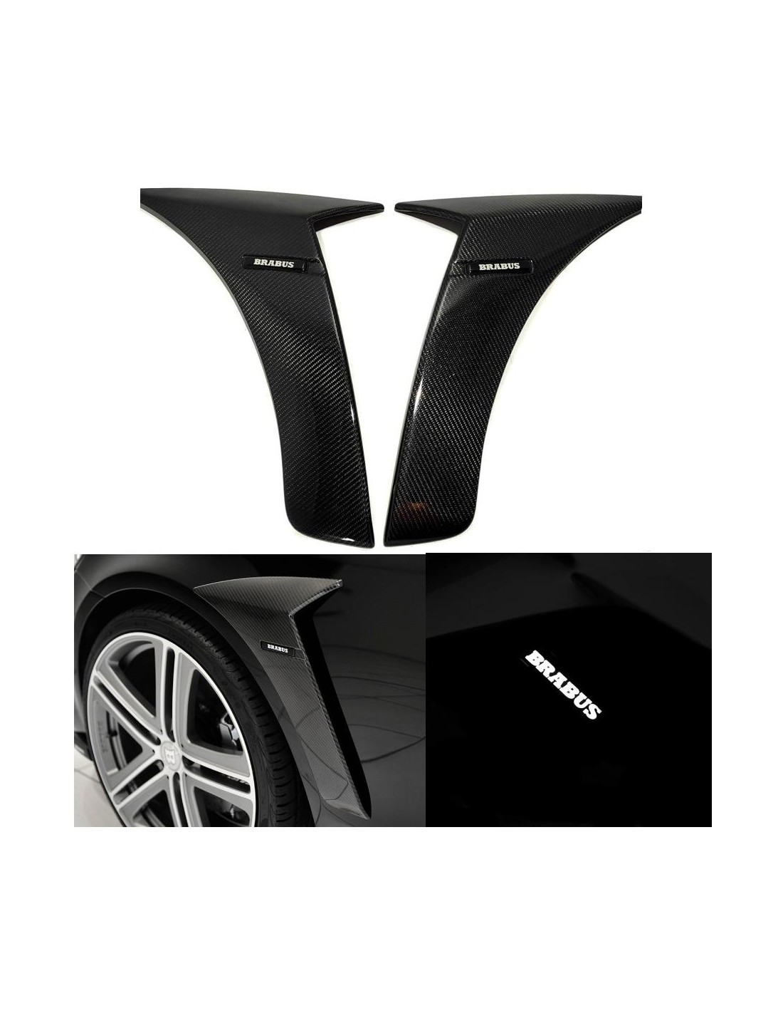  - Mercedes Benz - Mercedes W222 2013-2020 Klasse Carbon Fender Covers Flaps Fangs con illuminazione LED Compatibile con Brabus 