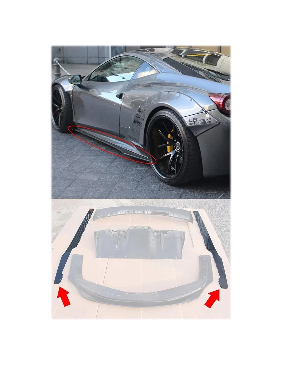  - Ferrari - Jupes latérales en carbone pour la Ferrari 458 Italia Liberty Walk - 1 - Améliorez votre Ferrari 458 Italia avec le