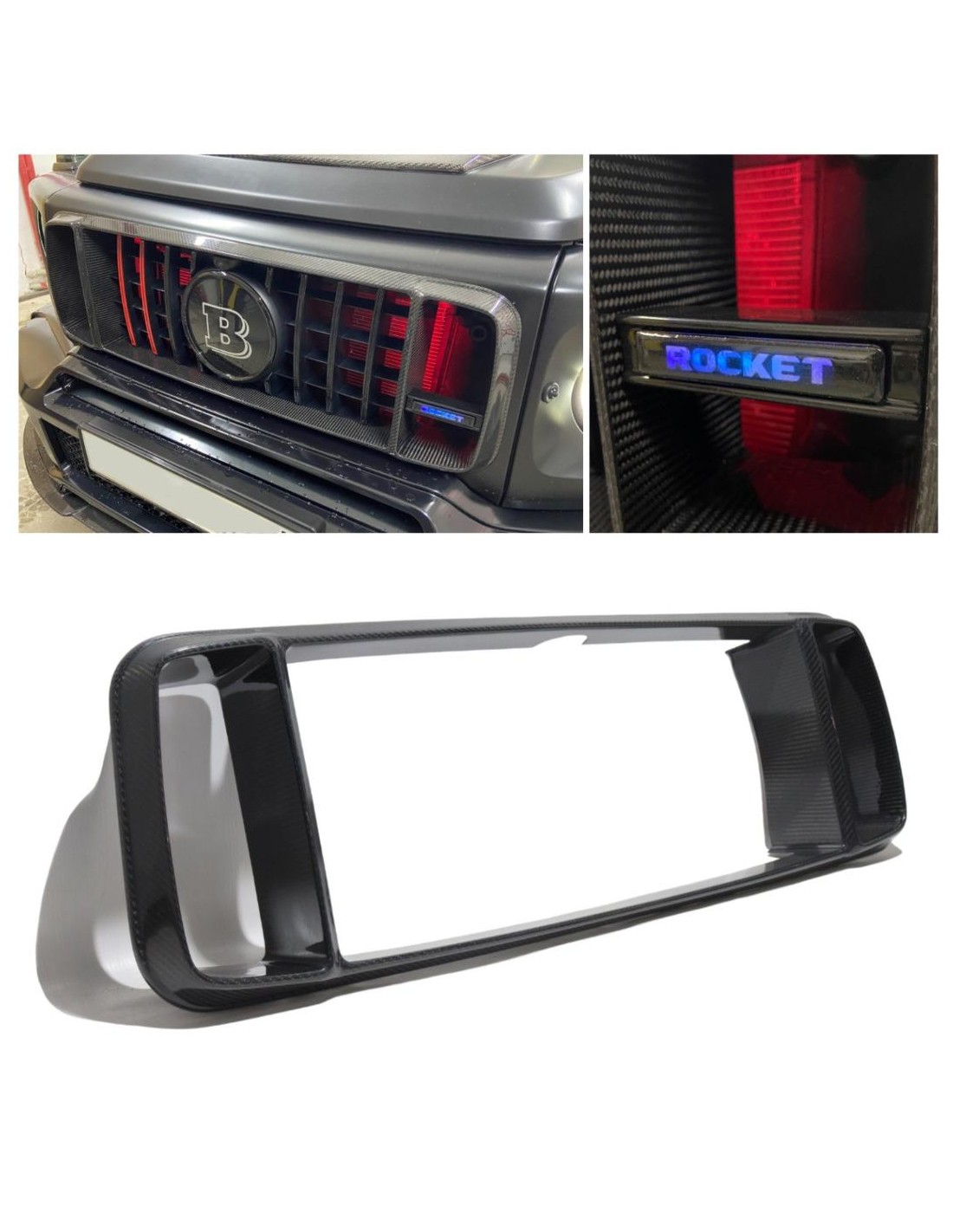 Kolfiber Brabus Rocket G900 grillramsinsats för Mercedes-Benz W463a W464 Mercedes-Benz, Mercedes-Benz G-Class 2018+ (W463A), Tun Kolfiber Brabus Rocket G900 grillramsinsats för Mercedes-Benz W463a W464 Mercedes-Benz, Mercedes-Benz G-Class 2018+ (W463A), Tun